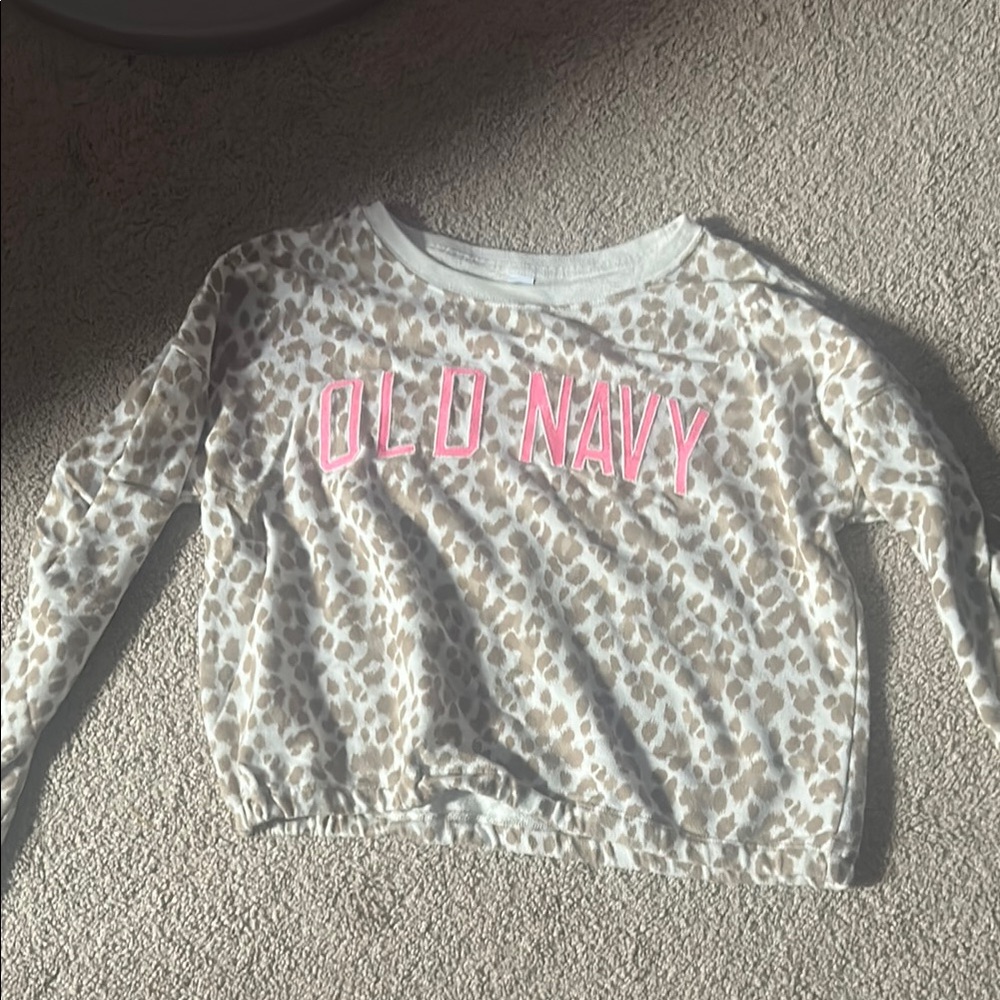 Old Navy Animal Print Long Sleeve with Pink Lettering